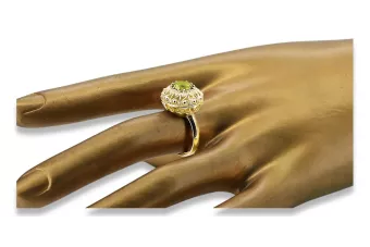 Pierścionek Vintage Biżuteria Żółty Perydot 14k żółte złoto vrc059y